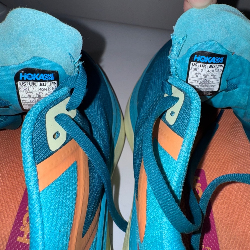 Hoka Zinal Trail Running Shoes Womens 8.5B Teal Orange Good Hiking Outdoors - Picture 10 of 12